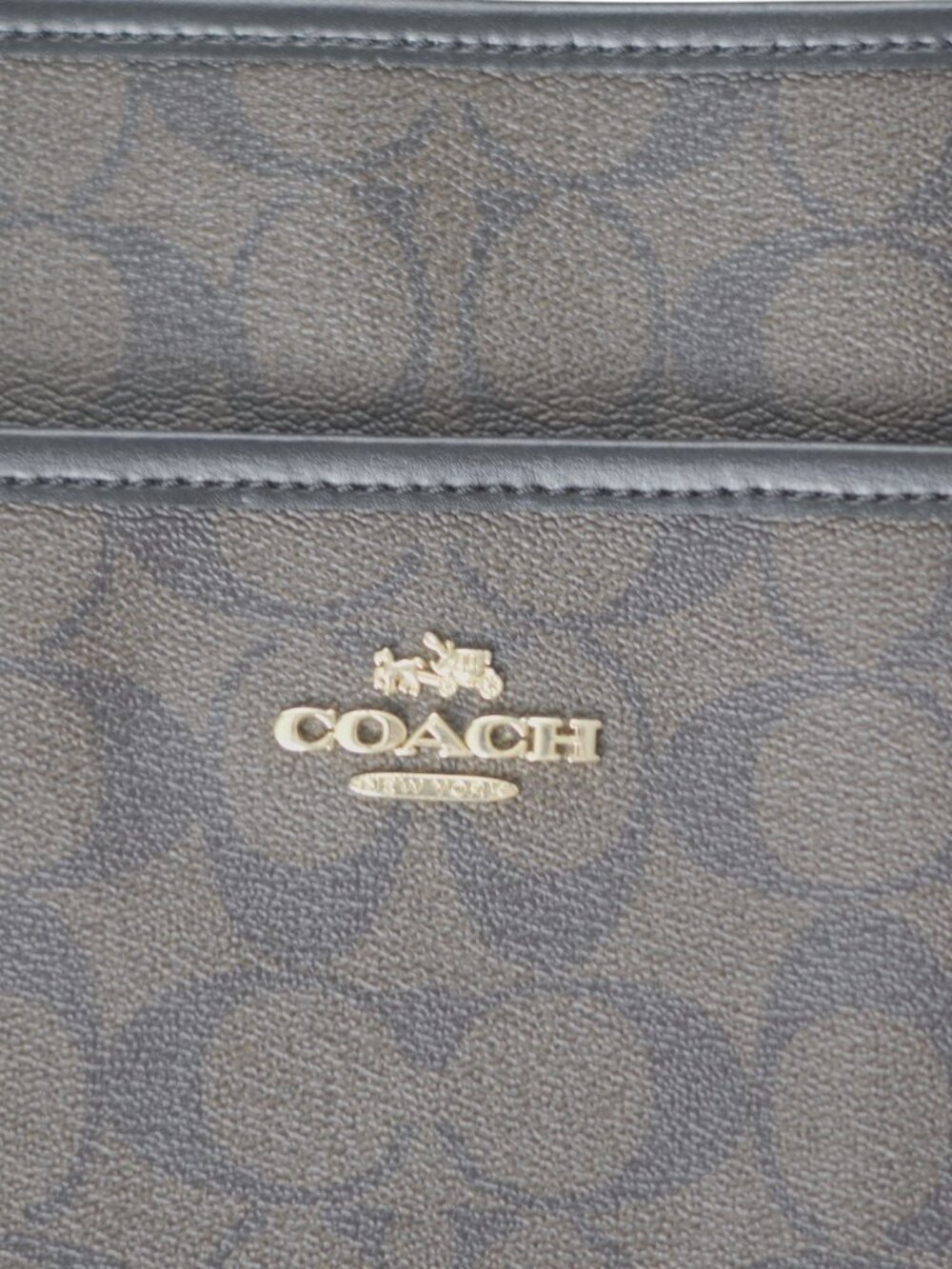 Coach F58297 Signature File Shoulder Bag Messenger Brown Black C Work School EUC - Picture 2 of 15